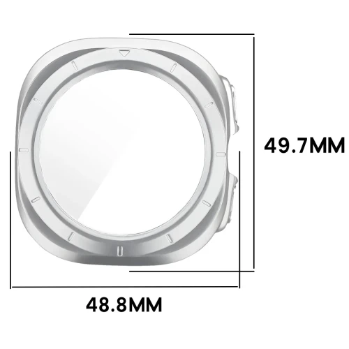 Etui ze szkłem do zegarka Bizon Case Watch Adamo do Galaxy Watch Ultra 2 47mm (2026), satynowo srebrne (2/8)