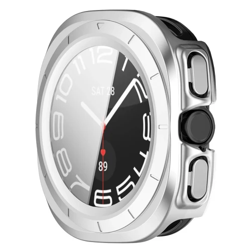 Etui ze szkłem do zegarka Bizon Case Watch Adamo do Galaxy Watch Ultra 2 47mm (2026), satynowo srebrne (5/8)
