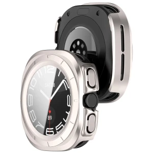 Etui ze szkłem do zegarka Bizon Case Watch Adamo do Galaxy Watch Ultra 2 47mm (2026), satynowo-szampańskie