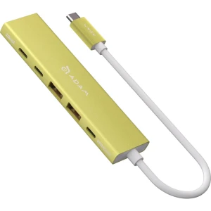 Hub USB-C 6 w 1 Adam Elements DE06, HDMI 4K/60Hz, USB-C PD 100W, 2x USB-A / 2x USB-C 10 Gb/s, żółty