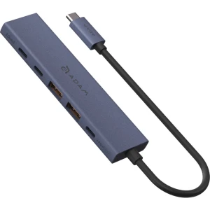 Hub USB-C 6 w 1 Adam Elements DE06, HDMI 4K/60Hz, USB-C PD 100W, 2x USB-A / 2x USB-C 10 Gb/s, niebieski