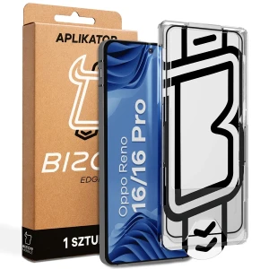 Szkło hartowane z ramką aplikacyjną Bizon Glass Aplikator Edge do Oppo Reno16 / Reno16 Pro 5G, 1 zestaw