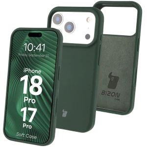 Silikonowe etui Bizon Soft Case do iPhone 18 Pro / 17 Pro, ciemnozielone