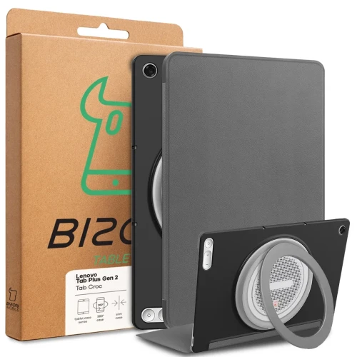 Etui z klapką Bizon Case Tab Croc do Lenovo Tab Plus Gen. 2, szare (8/8)