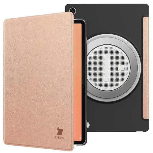 Etui z klapką Bizon Case Tab Croc do Lenovo Tab Plus Gen. 2, różowozłote (4/8)