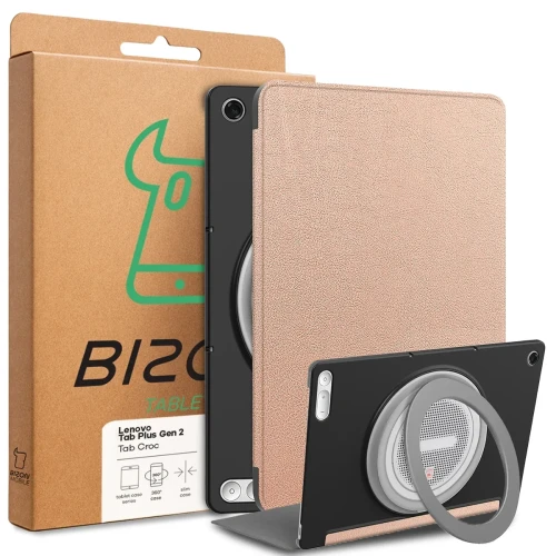 Etui z klapką Bizon Case Tab Croc do Lenovo Tab Plus Gen. 2, różowozłote (8/8)