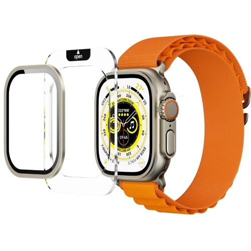 Szkło ochronne na ekran YAXO AR Superhard Armor Glass do Apple Watch Ultra 1/2/3, srebrna ramka (1/6)
