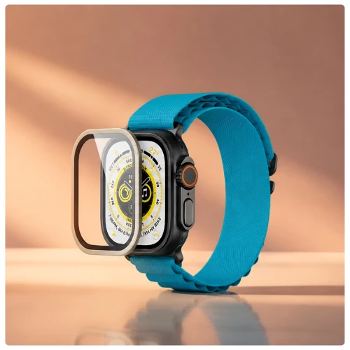 Szkło ochronne na ekran YAXO AR Superhard Armor Glass do Apple Watch Ultra 1/2/3, srebrna ramka (5/6)