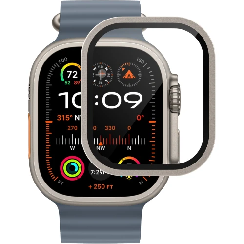 Szkło ochronne na ekran YAXO AR Superhard Armor Glass do Apple Watch Ultra 1/2/3, srebrna ramka (6/6)
