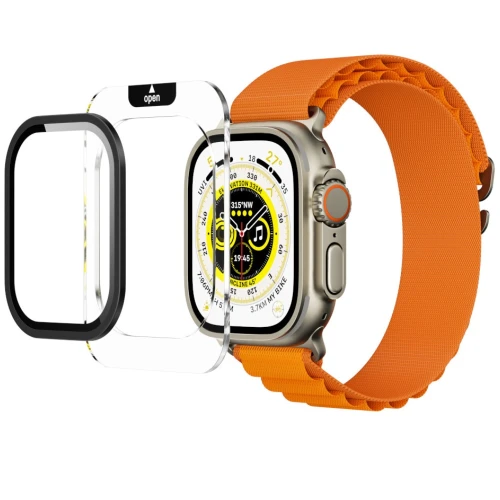 Szkło ochronne na ekran YAXO AR Superhard Armor Glass do Apple Watch Ultra 1/2/3, czarna ramka (1/6)