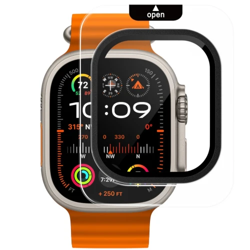 Szkło ochronne na ekran YAXO AR Superhard Armor Glass do Apple Watch Ultra 1/2/3, czarna ramka (4/6)