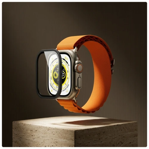 Szkło ochronne na ekran YAXO AR Superhard Armor Glass do Apple Watch Ultra 1/2/3, czarna ramka (6/6)