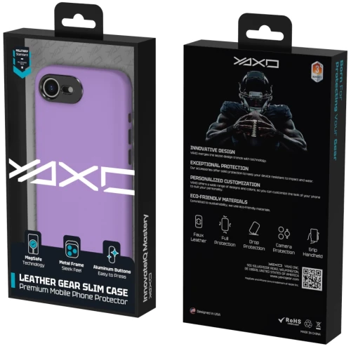 Etui YAXO Leather Gear Slim Case MagSafe do iPhone 17e, fioletowe (11/12)
