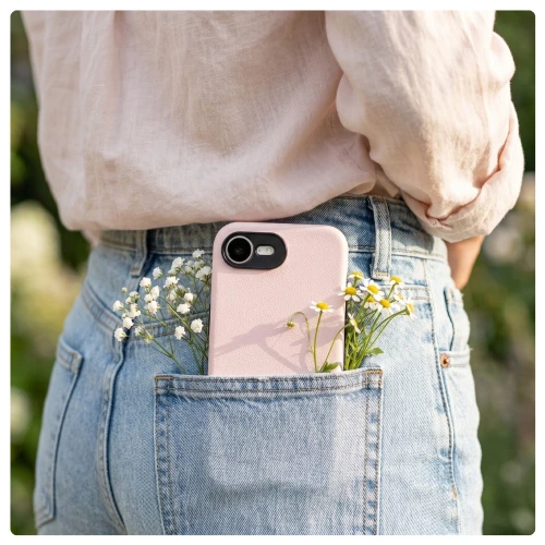 Etui YAXO Leather Gear Slim Case MagSafe do iPhone 17e, różowe (11/13)