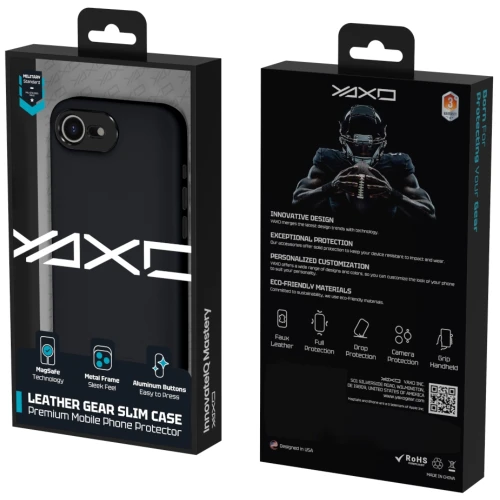 Etui YAXO Leather Gear Slim Case MagSafe do iPhone 17e, czarne (10/12)