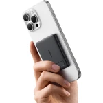 Powerbank z ładowaniem indukcyjnym 5000mAh Qi2 15W, Baseus PicoGo AM31 do MagSafe, z podstawką, mały, czarny