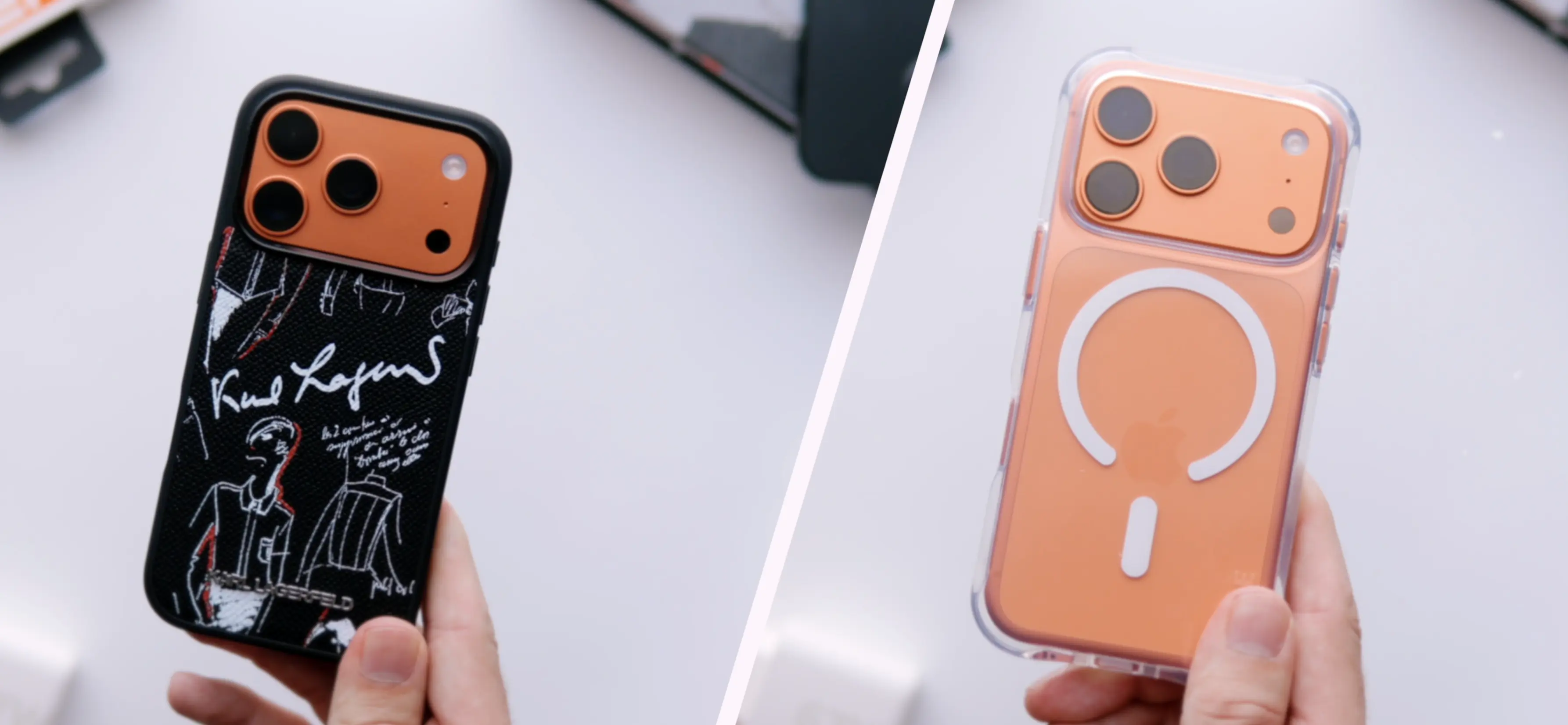 Wytrzymałe etui ochronne założone na smartfon iPhone w celu ochrony przed upadkiem.