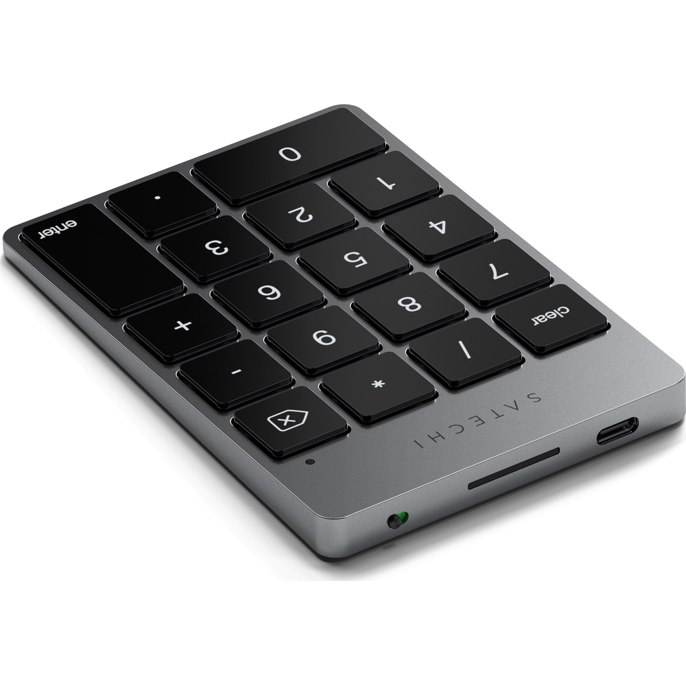 Klawiatura numeryczna Satechi Slim Wireless Keypad, aluminiowa, bluetooth, bezprzewodowa, szara, cicha, antypoślizgowa, markowa, premium, płaska, wygodna, niski profil klawiszy, USB-C, do macbooka, niezawodna