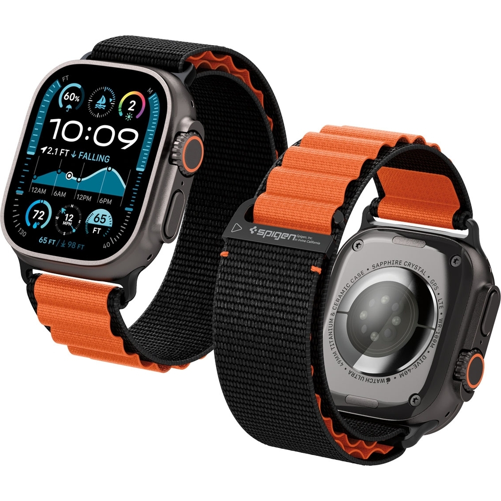 asek Spigen WBF1 Band do Apple Watch 49/46/45/44 mm, czarno-pomarańczowy