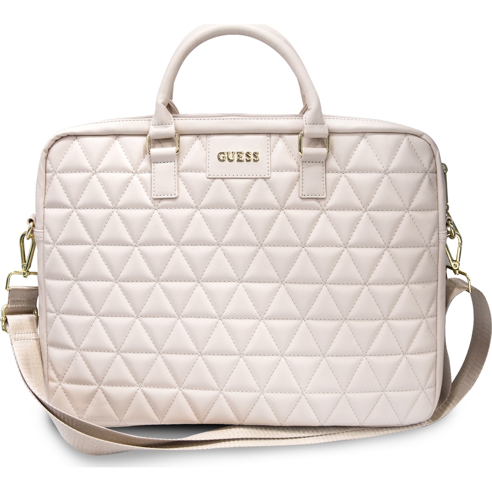 Eleganckia torba na laptopa Guess Quilted Bag do Laptopów do 15'', różowa.