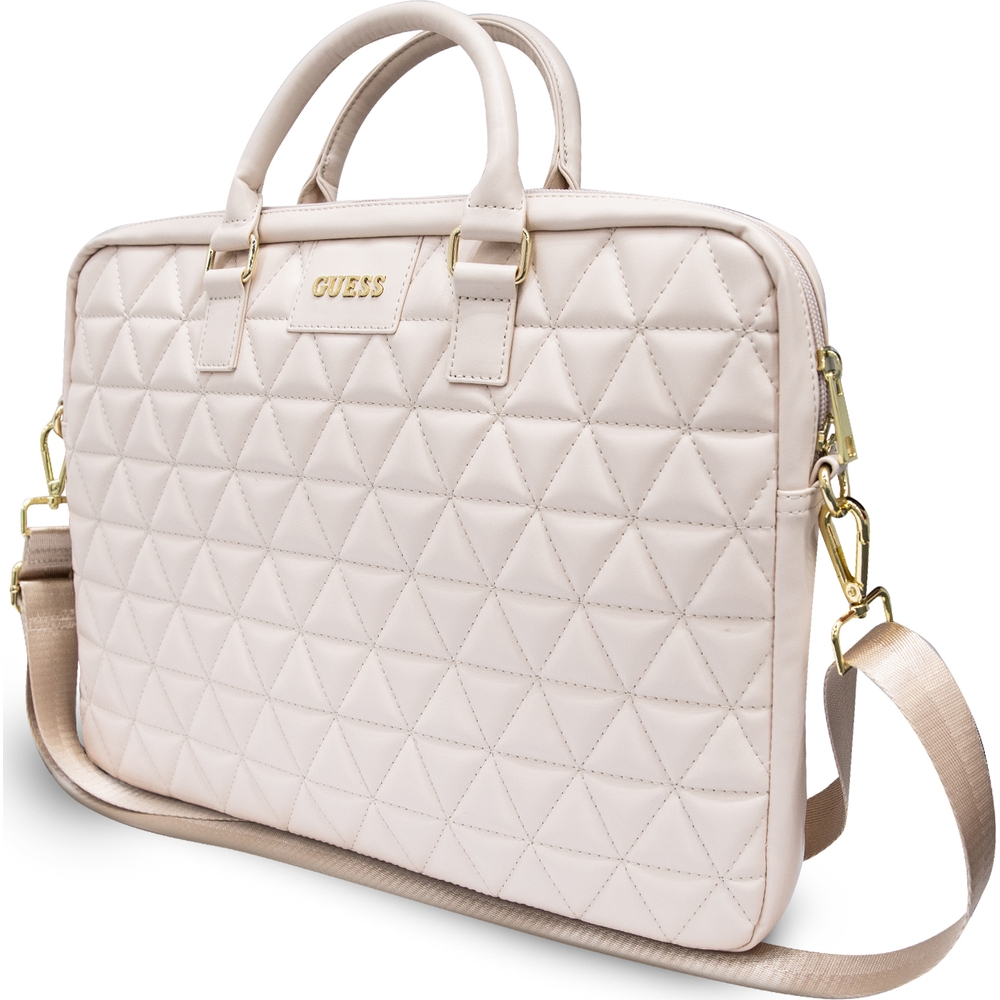 Eleganckia torba na laptopa Guess Quilted Bag do Laptopów do 15'', różowa.