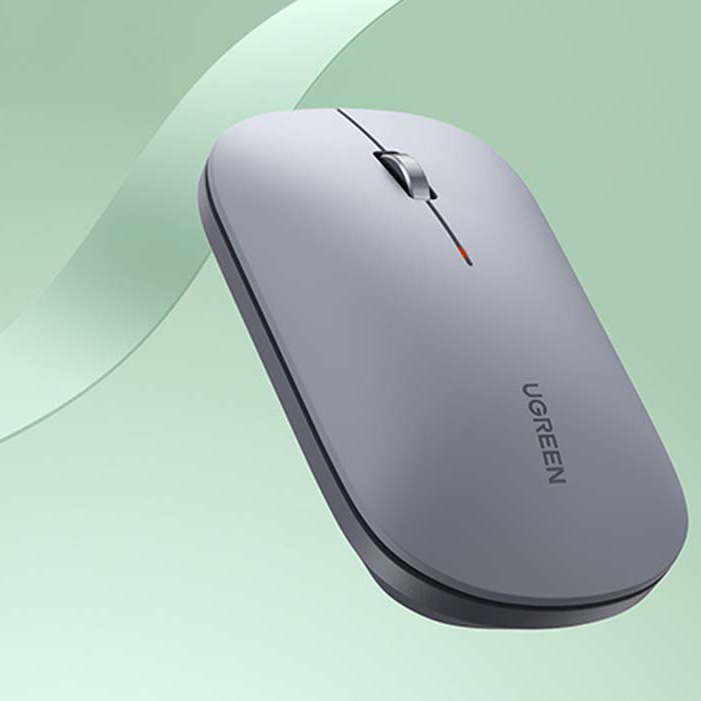 Bezprzewodowa mysz optyczna, Ugreen MU001 Wireless Mouse, USB 2.4GHz, szara. Idealna do biura, jest cicha, ergonomiczna w użyciu