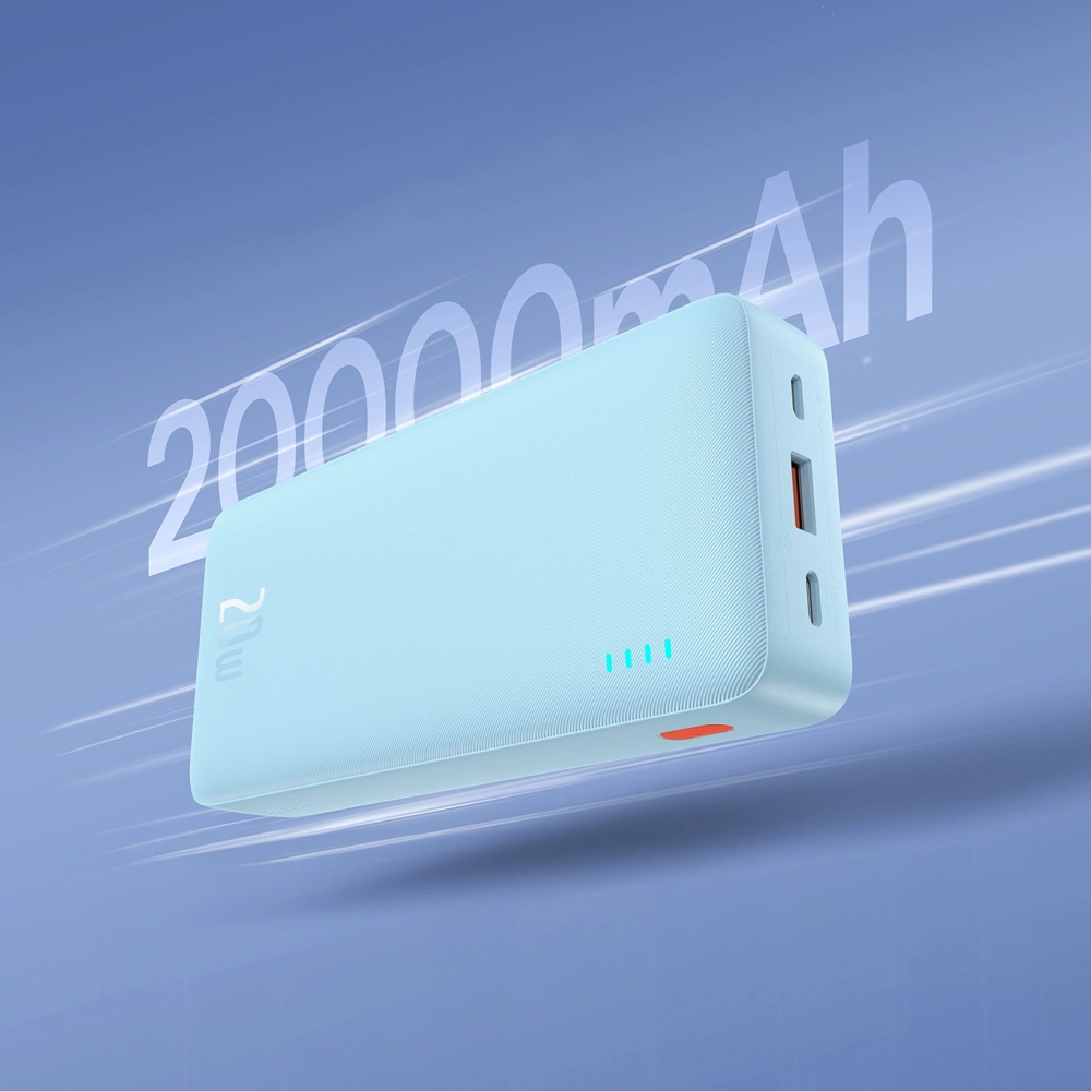 Powerbank Baseus Airpow 20000 mAh PD 20W do USB-C, Micro-USB, USB-A , jasnoniebieski