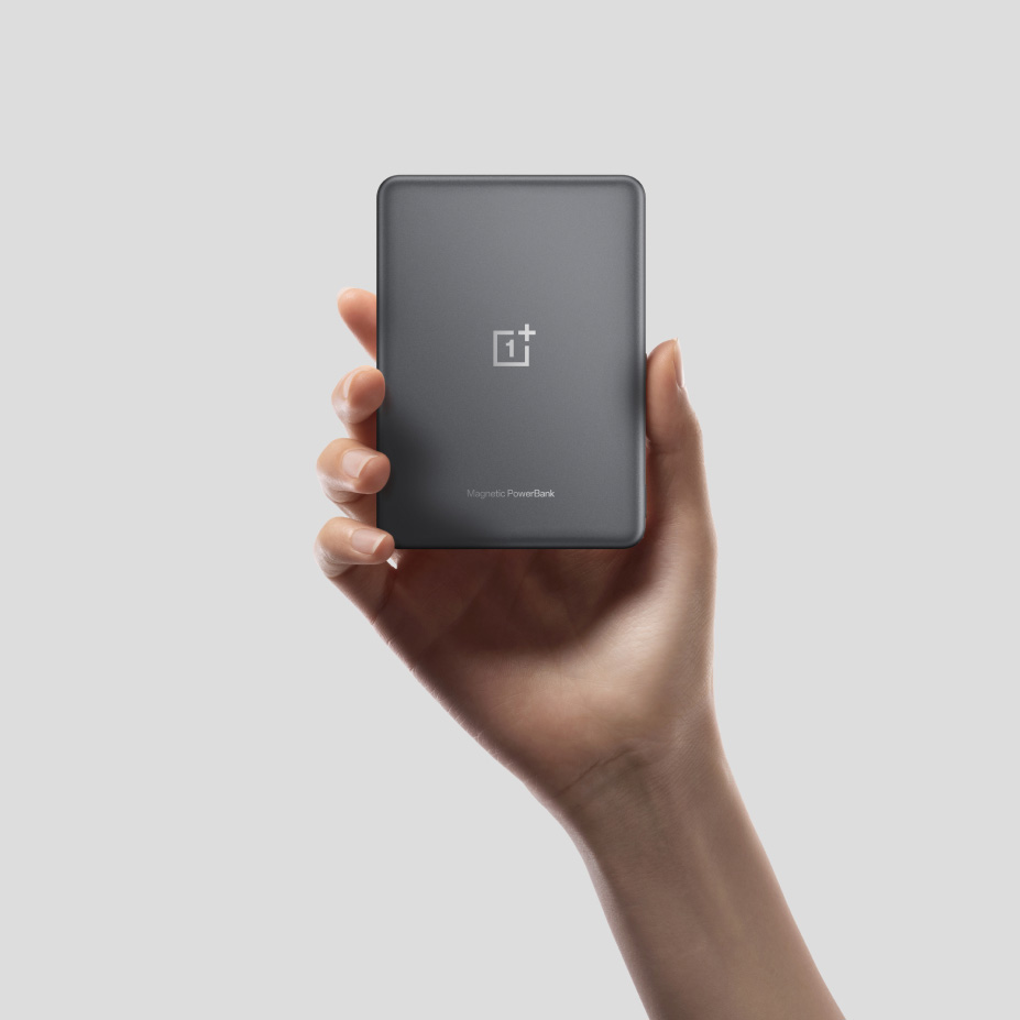 Powerbank magnetyczny indukcyjny, OnePlus Slim Magnetic 5000mAh, Qi/MagSafe + kabel USB-C, srebrno-szary