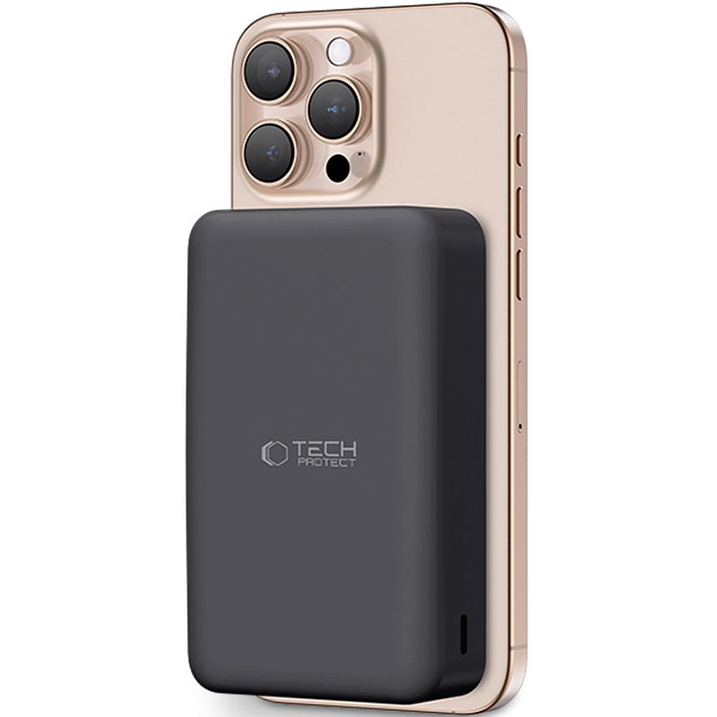 Powerbank indukcyjny Tech-Protect LifeMag PB12 do MagSafe, 1x USB-A/USB-C, 15W, 20000mAh + kabel USB-C, czarny