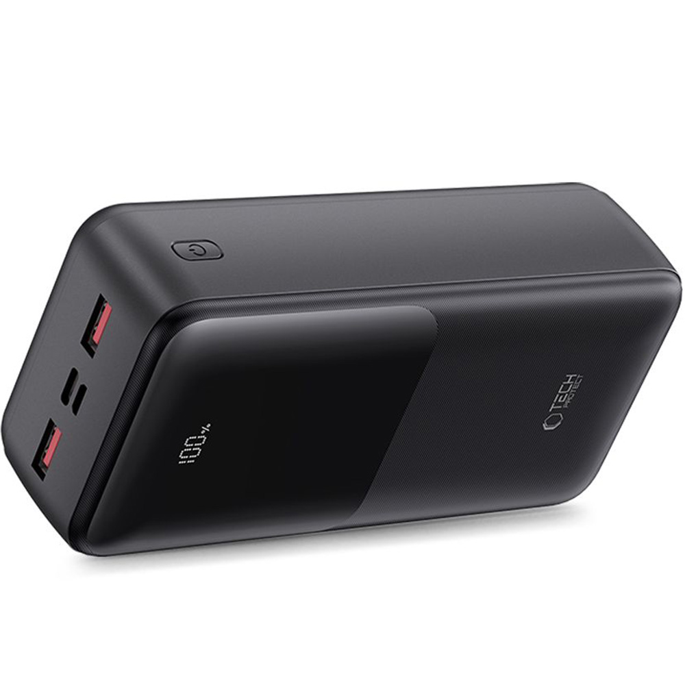 Powerbank Tech-Protect PB03 30000mAh, 2x USB-A, 1x USB-C, 1x Micro USB, 22.5W + kabel USB-C, czarny
