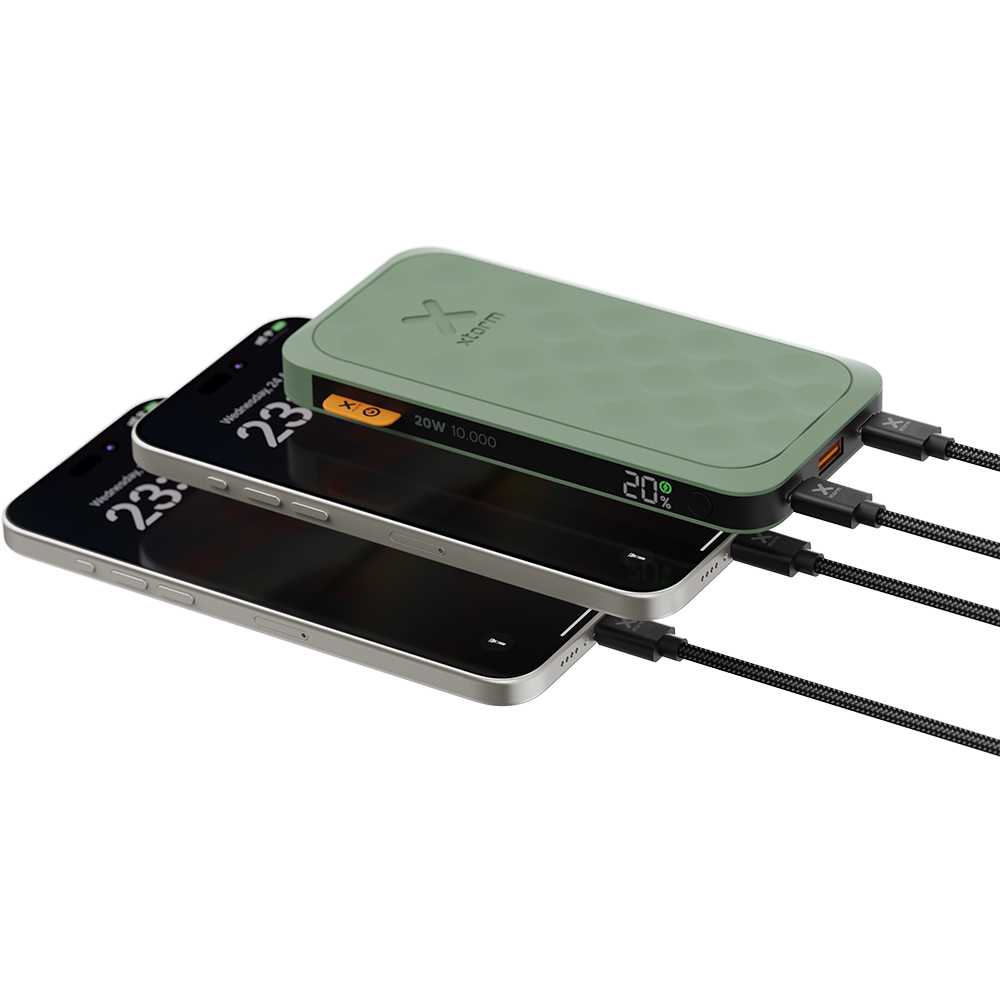 Powerbank XTORM Fuel 10 000 mAh, 22.5W, 2x USB-C / 1x USB-A, zielony