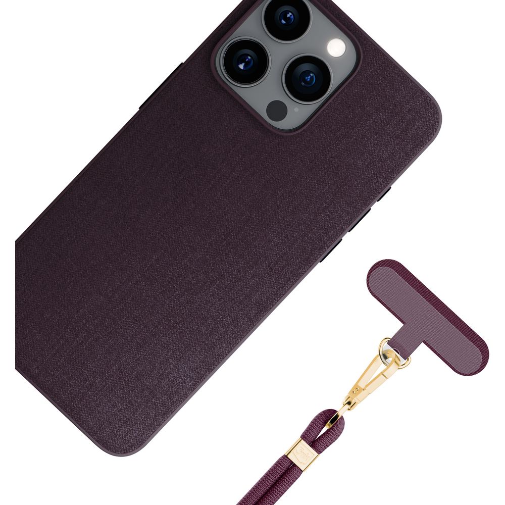 Smycz do telefonu 3mk EasyClip Elite, sznurek, ciemnoróżowa ze złotymi dodatkami