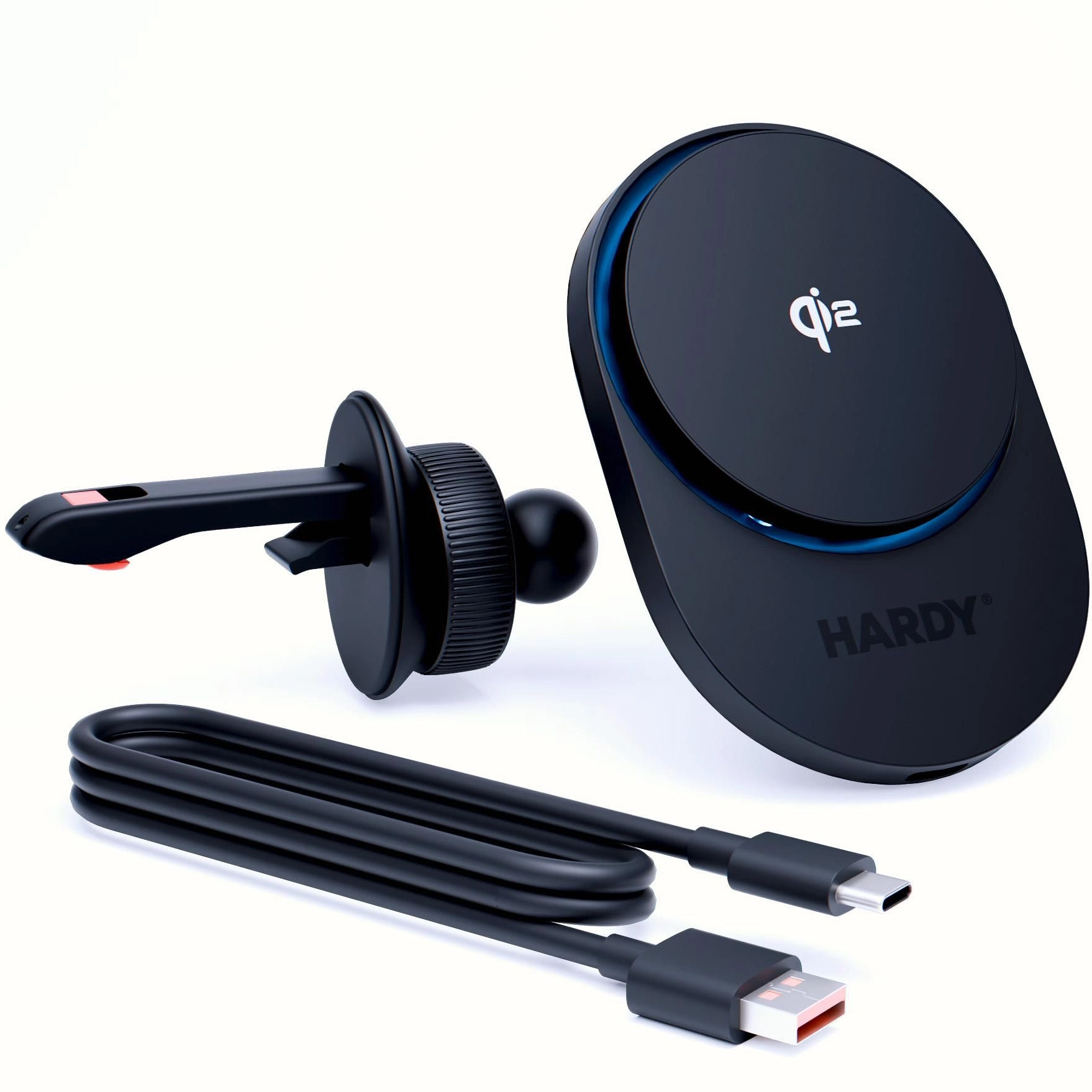 Uchwyt samochodowy do kratki nawiewu 3mk Hardy AeroCharger 15W Qi2/MagSafe, czarny