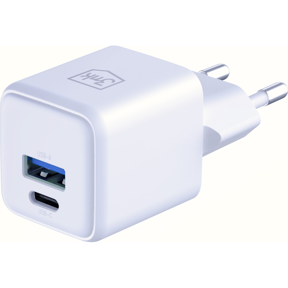 Ładowarka sieciowa 3mk Hyper GaN Charger 1x USB-A QC 4+, 1x USB-C, PD 20W, biała