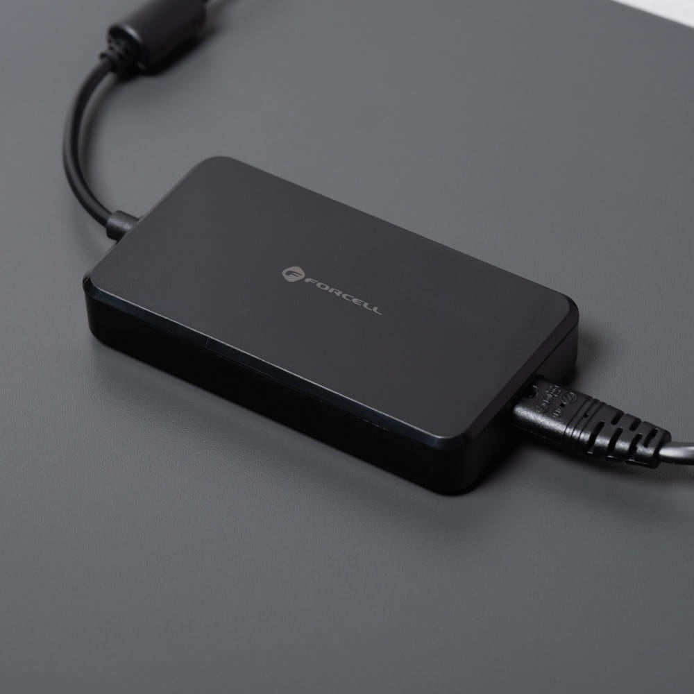 Zasilacz sieciowy z kablem USB-C Forcell F-Energy Laptop power adapter USB-C PD 65W z 6 wymiennymi końcówkami, czarny