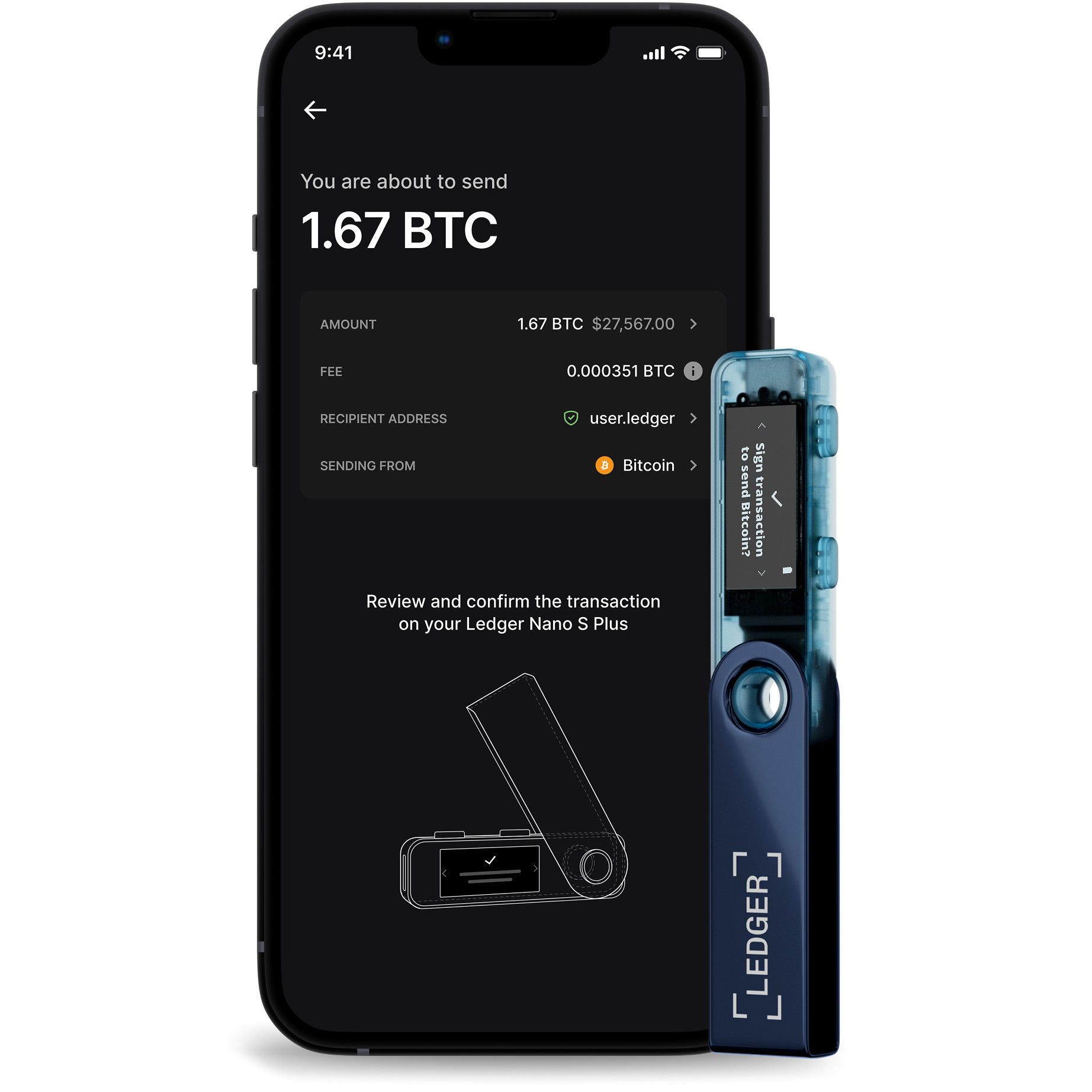 Portfel kryptowalut i NFT Ledger Nano S Plus, granatowo-niebieski