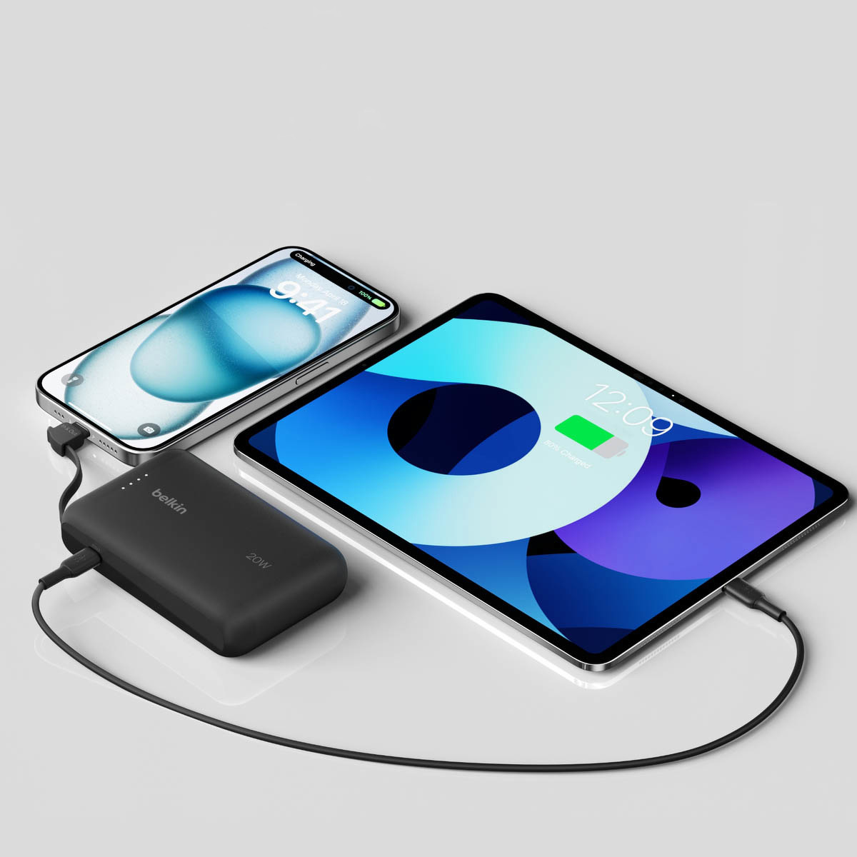 Oryginalna bateria Belkin Boost Charge Power Bank + Integrated Cable USB-C PD 10K 10000mAh 20W, czarna