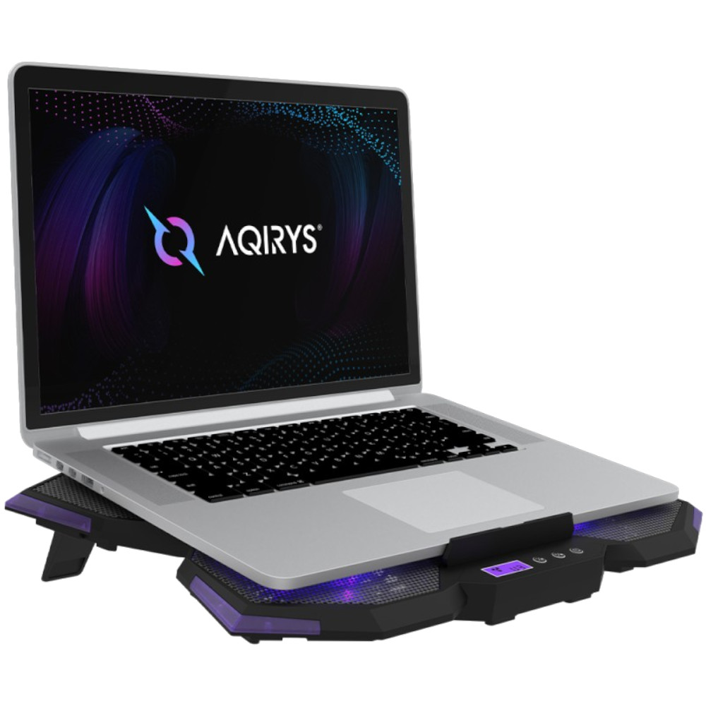 Podstawka chłodząca pod laptopa do 17", AQIRYS Spider z podświetleniem LED, czarna