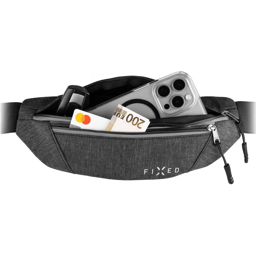 Nerka sportowa, saszetka na biodro, ramię - na telefon, portfel, słuchawki, klucze - Fixed Sport Belt Hip Bag, kolor czarna