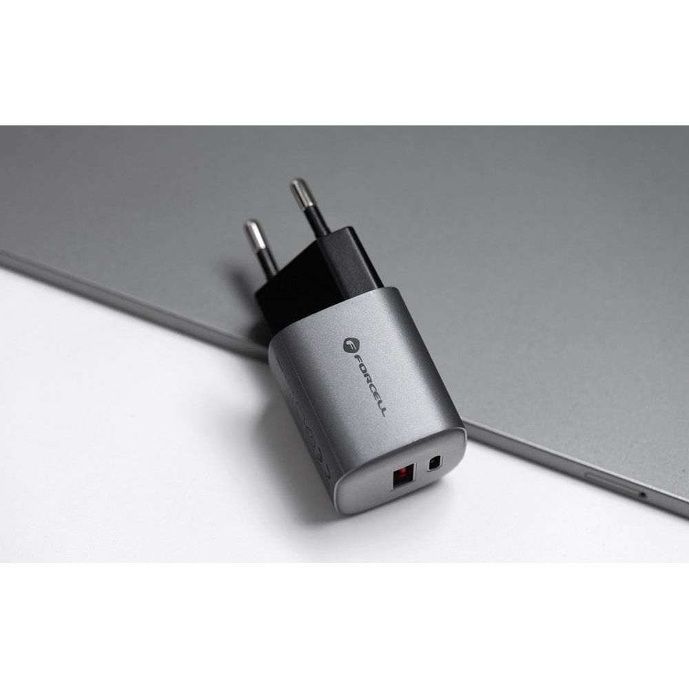 Ładowarka sieciowa Forcell F-Energy GaN Charger 45W, USB-A, USB-C, QC, PD, grafitowa