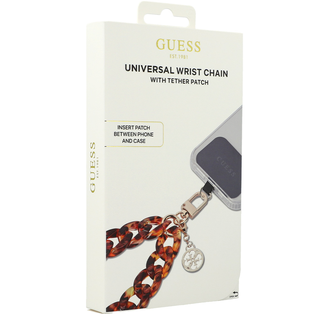 Smycz do telefonu Guess Universal Wirst Chain / pasek, brązowo-złota