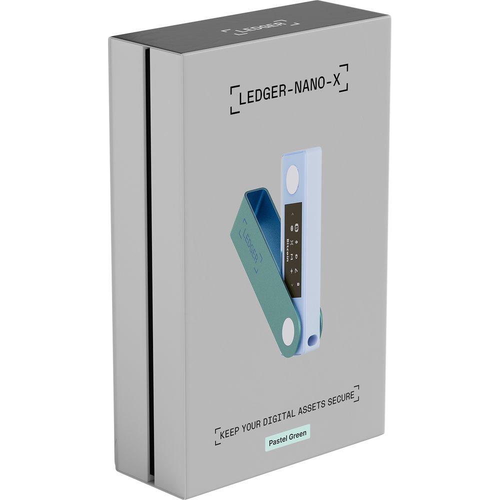 Portfel sprzętowy do kryptowalut i NFT Ledger Nano X, zielono-niebieski