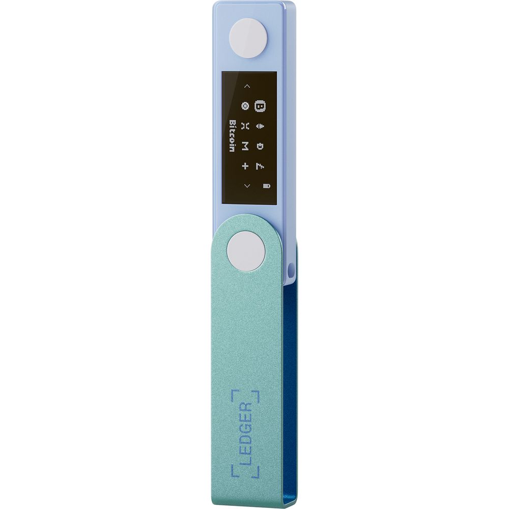 Portfel sprzętowy do kryptowalut i NFT Ledger Nano X, zielono-niebieski