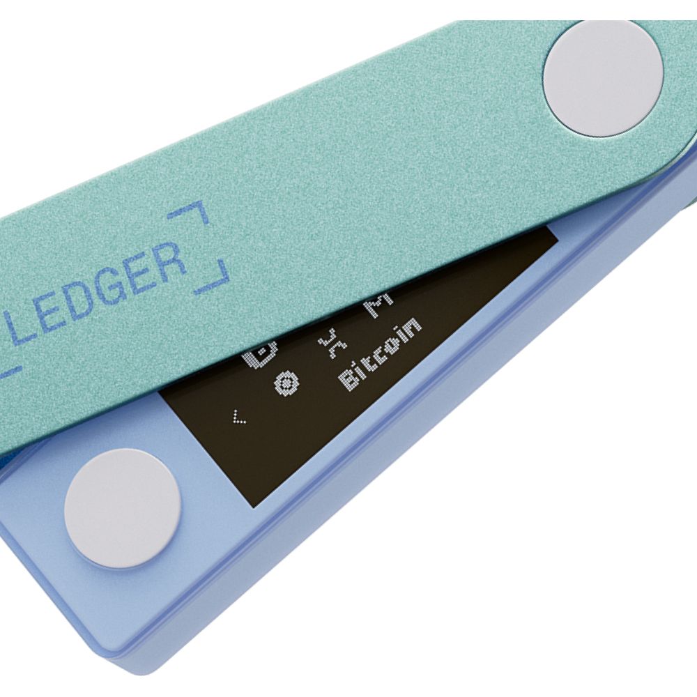 Portfel sprzętowy do kryptowalut i NFT Ledger Nano X, zielono-niebieski