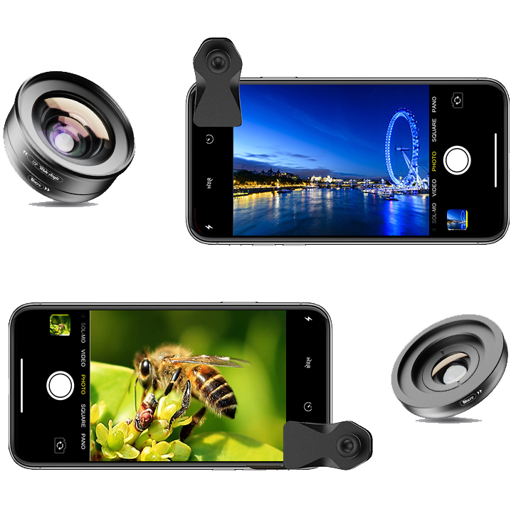 Uniwersalny obiektyw / soczewka Apexel z klipsem 2w1 na aparat smartfona / tabletu
