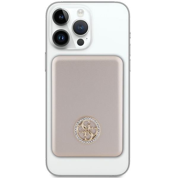 Guess Powerbank 15W 5000mAh MagSafe 4G Strassed Metal Logo + kabel, złote