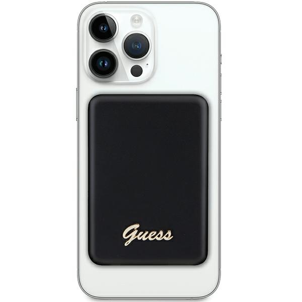  Guess Powerbank 15W 5000mAh MagSafe 4G Strassed  Metal Script Logo + kabel, czarny