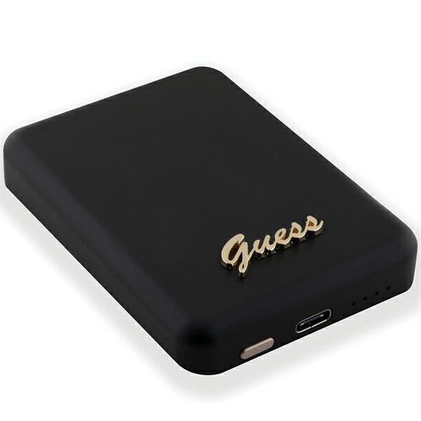  Guess Powerbank 15W 5000mAh MagSafe 4G Strassed  Metal Script Logo + kabel, czarny