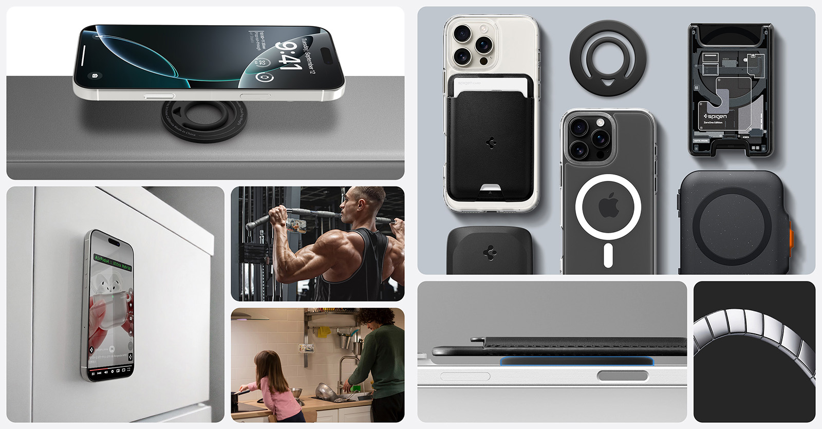 Uchwyt na palec Spigen Dual Pop MagFit Phone Holder do MagSafe, czarny