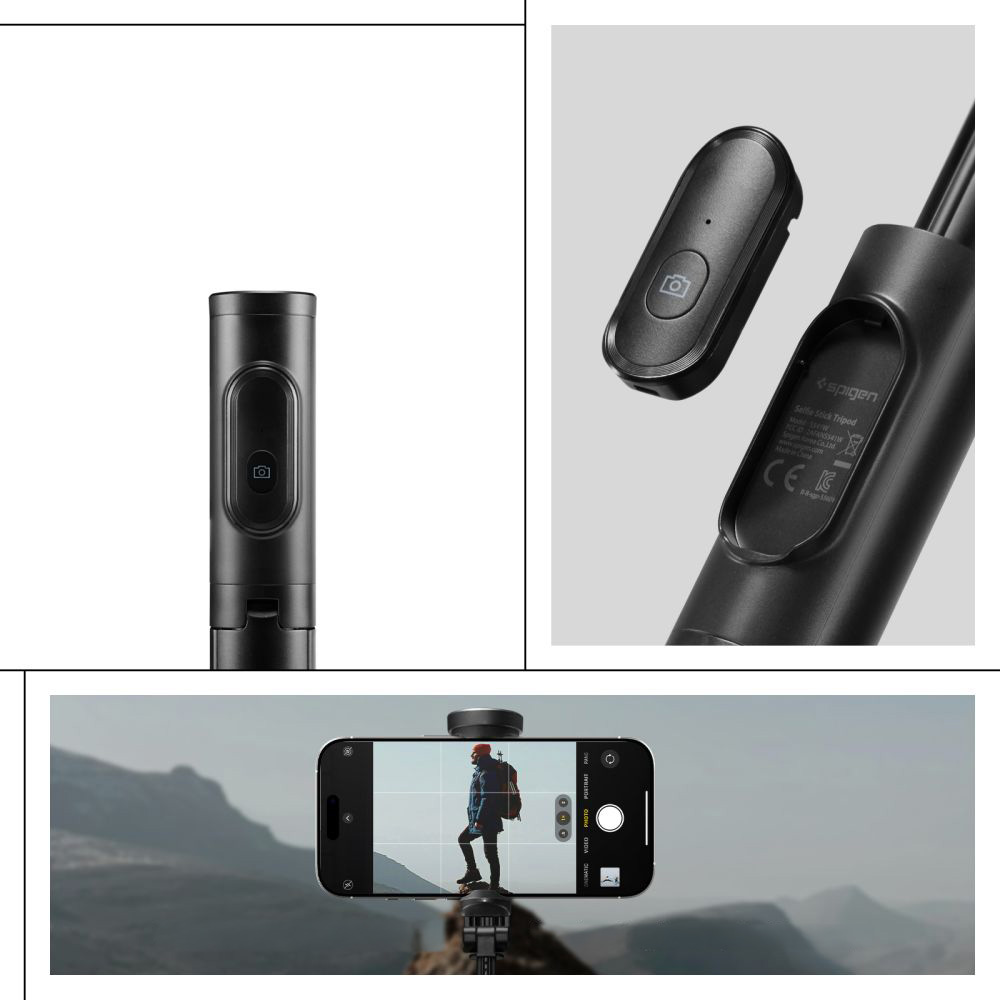 Uchwyt, kijek, statyw Spigen S541W Bluetooth Selfie Stick Tripod, czarny